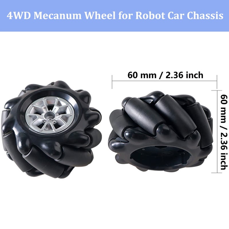SmaringWing MC100 4WD Mecanum Wheel Car Chassis with TT Motor, Remote Control Smart Car Kit with 60mm Omnidirectional Wheel for Arduino / Raspberry pi / Micobit, Metal Frame Robot Chassis for DIY Learning (Black) - Image 4