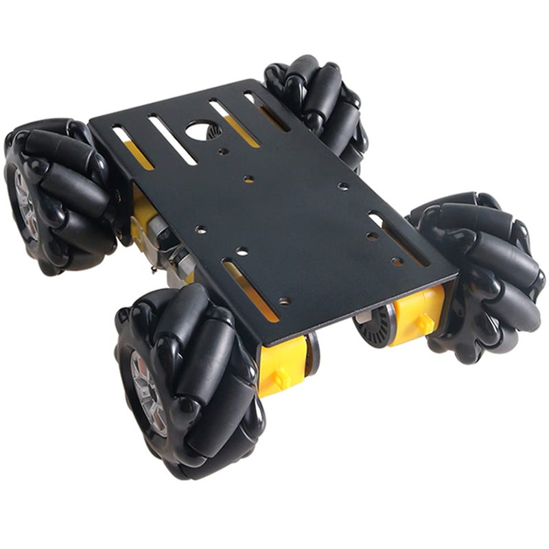SmaringWing MC100 4WD Mecanum Wheel Car Chassis with TT Motor, Remote Control Smart Car Kit with 60mm Omnidirectional Wheel for Arduino / Raspberry pi / Micobit, Metal Frame Robot Chassis for DIY Learning (Black) - Image 1
