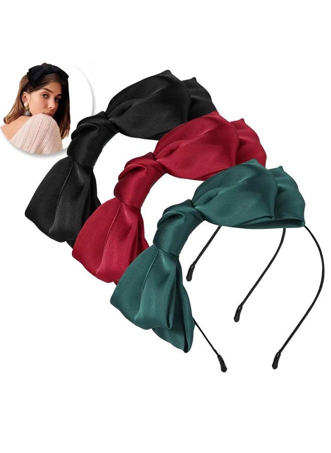 ForBaysy 3PCS Stain Bow Headbands For Women Party Decoration Headdress Cosplay Costume Headwear Bow Hair Bands  - Image 1