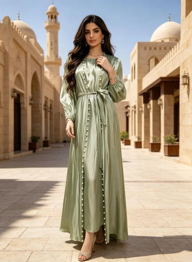 Take Two Embellished Green Abaya