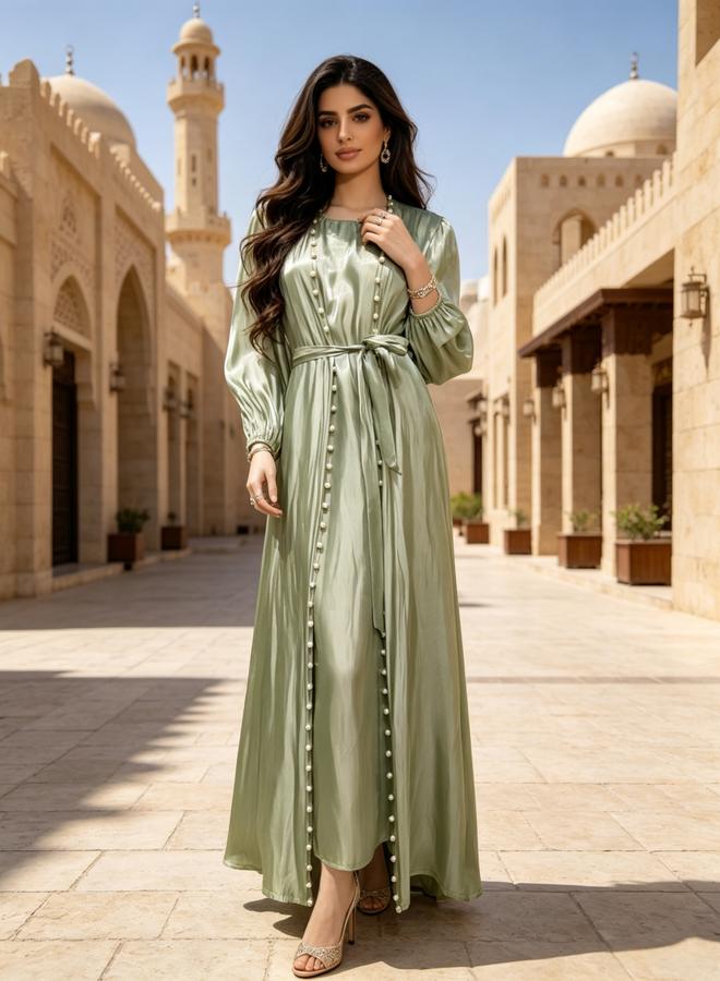 Take Two Embellished Green Abaya - Image 2