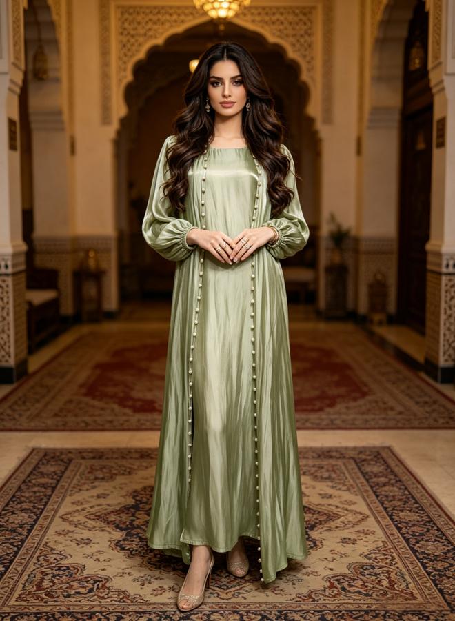 Take Two Embellished Green Abaya - Image 5