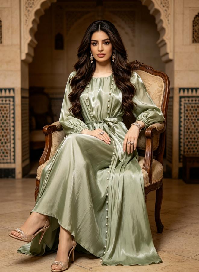 Take Two Embellished Green Abaya - Image 3