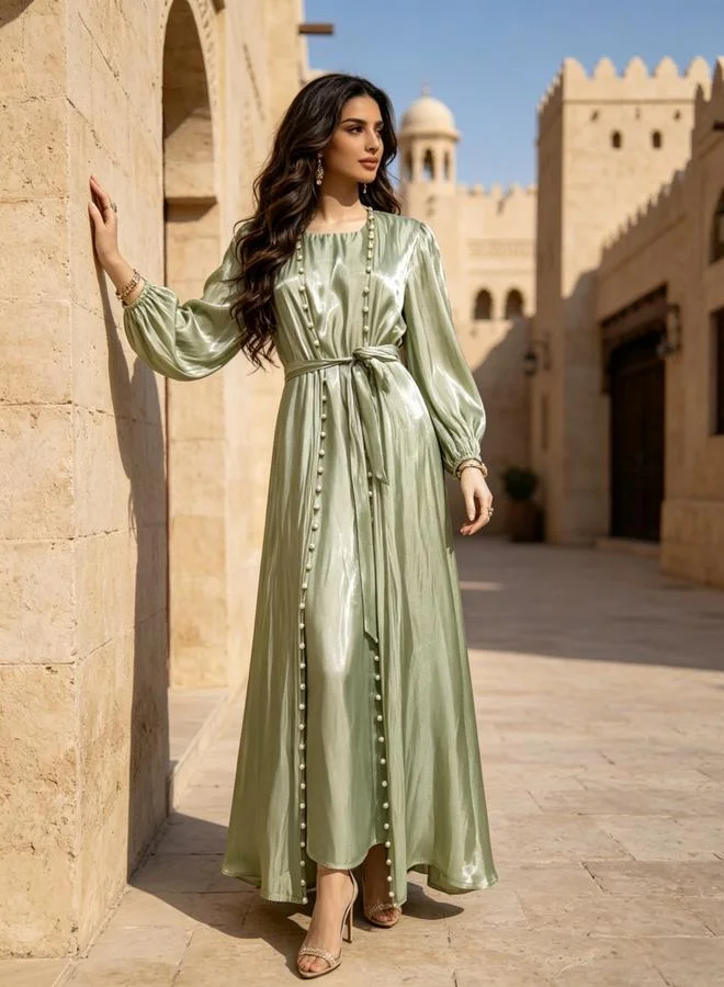 Take Two Embellished Green Abaya