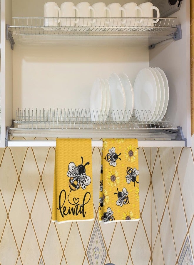 CFGBFDGH 2Pcs Cute Bee Kitchen Towels, Bee Sunflower Seamless Pattern Hand Towels for Kitchen Home Farmhouse Decor, Absorbent Microfiber Dish Cloth Tea Towel, Housewarming Gifts for Women Mom Grandma - Image 5