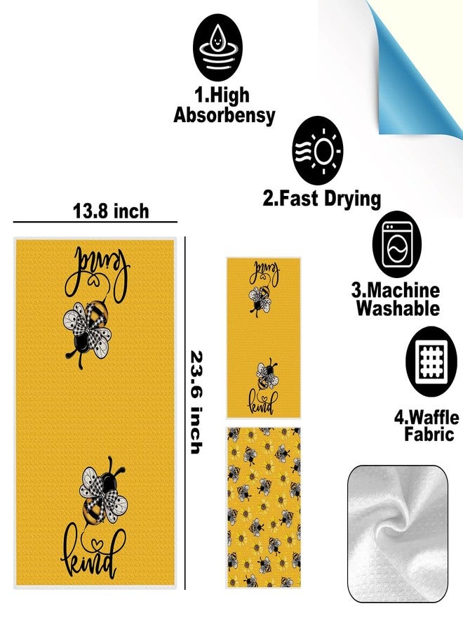 CFGBFDGH 2Pcs Cute Bee Kitchen Towels, Bee Sunflower Seamless Pattern Hand Towels for Kitchen Home Farmhouse Decor, Absorbent Microfiber Dish Cloth Tea Towel, Housewarming Gifts for Women Mom Grandma - Image 2