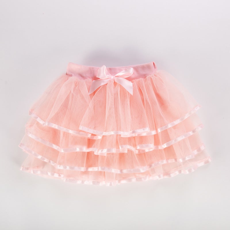 Girls Versatile Tulle Skirt Korean Style Seasonal 2191 Red  - Image 3