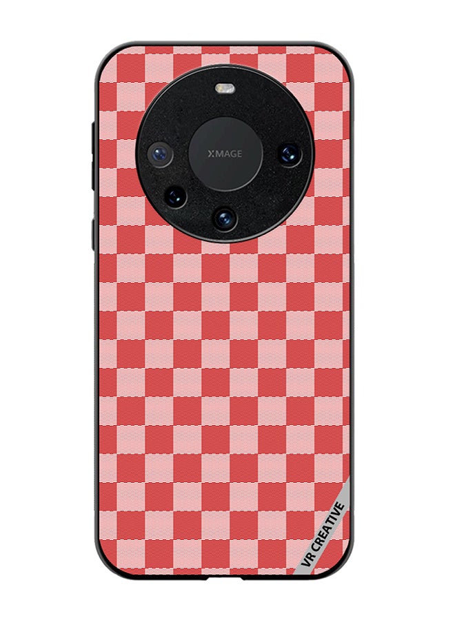 VR CREATIVE Protective Case Cover For Huawei Mate 60 Pro Red Checkerboard Abstract Textured Checkers Design Multicolour - Image 1