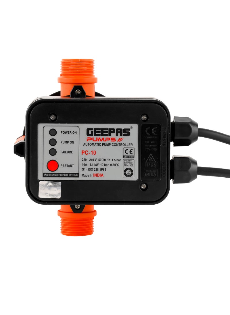 GEEPAS - Geepas Automatic Pump Controller GWPC2.0HP-240, Premium-Quality Construction, Starting Pressure- 1.5 bar, Maximum Pressure- 10 bar, Perfect for Industrial, Agricultural And Domestic Applications - Image 1