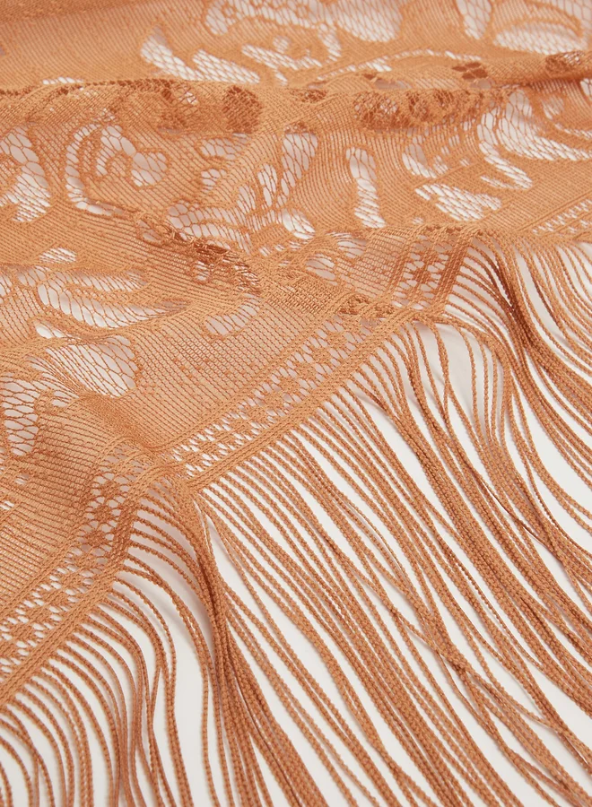 ستايلي وشاح شبكي مزين بشرابات