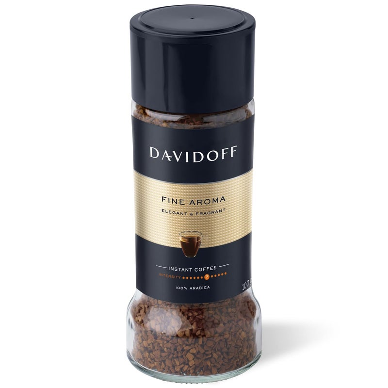 Davidoff Fine Aroma Instant Coffee 7/12 Intensity - 100% Arabica, 3.53 oz 100g, Granule, Glass Bottle - Image 1