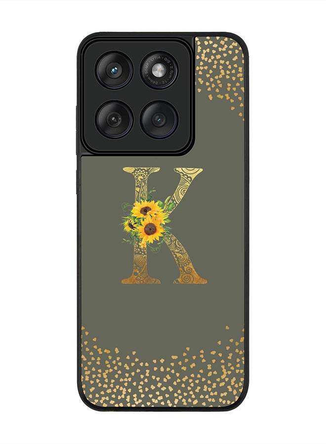 Stylizedd For Motorola MOTO Edge 60 Fusion/ Edge 60 Case,Slim fit Camera Protection, Shockproof Thin Phone cover  - Custom Floral Monogram - K  (Olive Green ) - Image 1