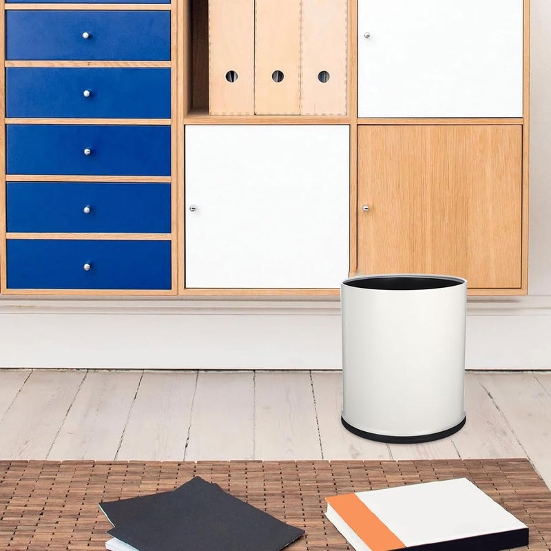 Zerodeko Double Layer Round Trash Can Small Garbage Bin Fire-Resistant Home Office Bedroom Bathroom Wastebasket Container - Image 3