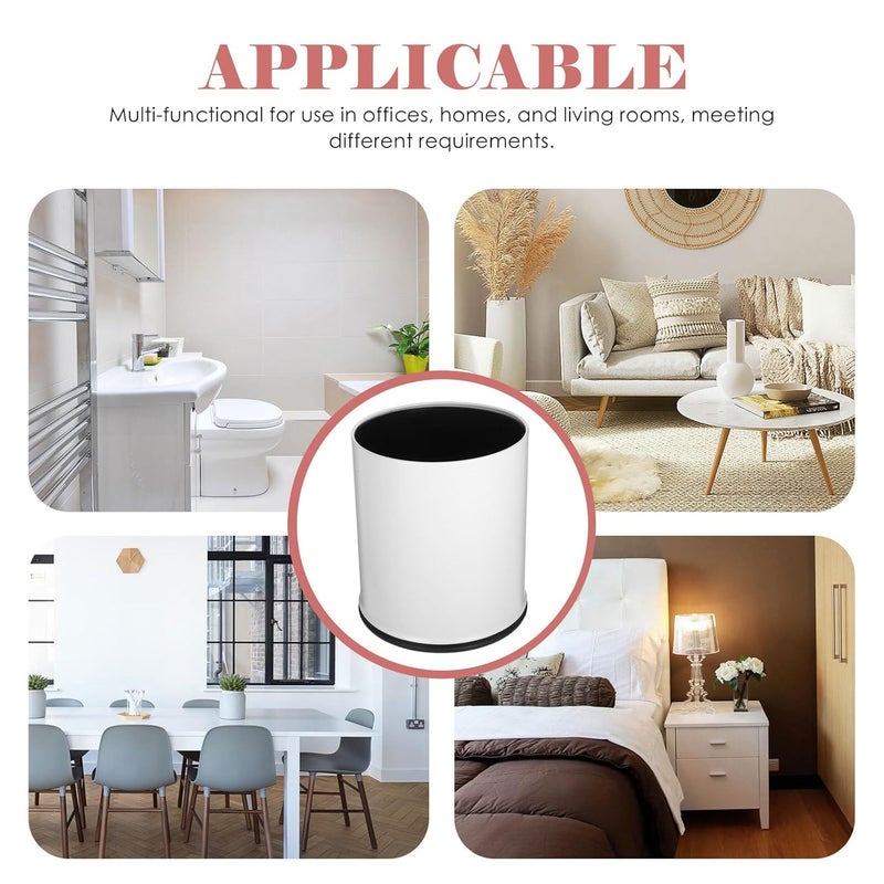 Zerodeko Double Layer Round Trash Can Small Garbage Bin Fire-Resistant Home Office Bedroom Bathroom Wastebasket Container - Image 4