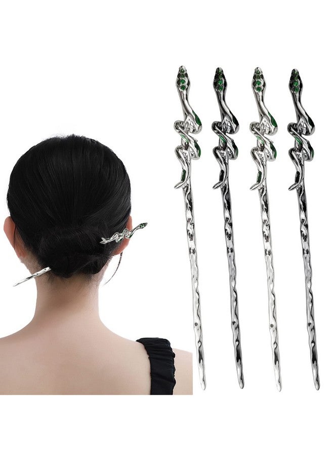 DonLeeving 4 PACK Snake Hair Sticks Hairpin Hair Sticks for Long Hair Chinese Hair Sticks Hair Styling Accessories Hair Chopsticks for Women Girls Halloween Christmas Gift - Image 1