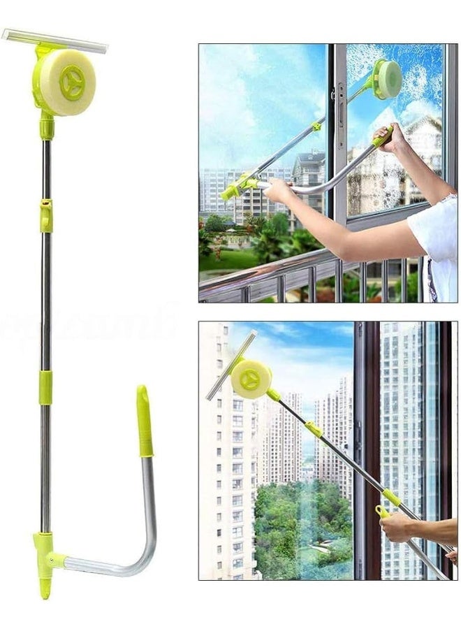Telescopic Window Cleaner and Squeegee, 2 in 1 Glass Window Cleaning Squeegee Blade Wiper, Rotatable Window Mirror Cleaning Tools - Image 1
