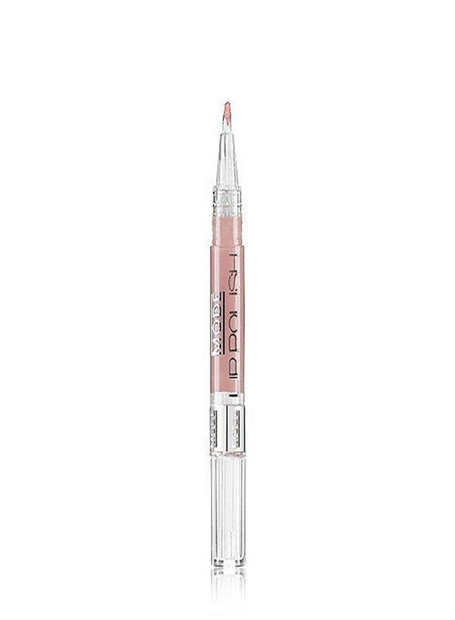 MODE Lip Polish KISS Nude Beige Brown Brush On Intense Shine Lip Gloss Pen, Full Bodied Creamy Color, Natural Fruit Oils, Hydrating Skincare Ingredients, Made in NY USA