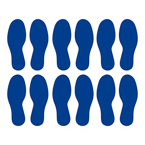 LiteMark Floor Vinyl Decals Footprint Stickers – line up Stickers for Classroom Floor, Offices, Dance, Events – Durable Gloss Finish Spot Markers, Blue, 9 Inch, Pack of 12 Pcs (6 Pairs) - Image 1