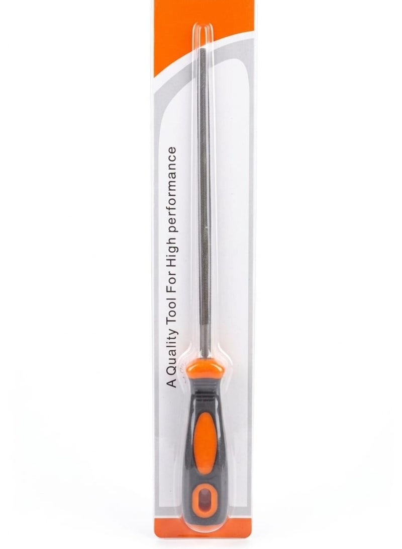 8 Inch Round File | With High-quality steel |Cut Mill File | Ergonomic Grip, Rubber Handle, Finder Hand File for Debarring and Removing Material Ideal for Wood, Metal, Plastic Silver/Black/Red 8inch