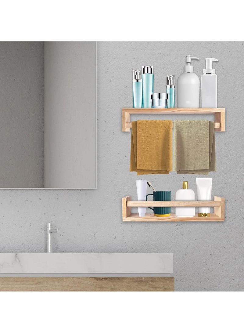 2Pcs Floating Wall Shelves, Naturel Wood Floating Wall Bookshelf Nursery Bookshelves for Bathroom Decor Kitchen Spice Rack Bookshelf Organizer - Image 5