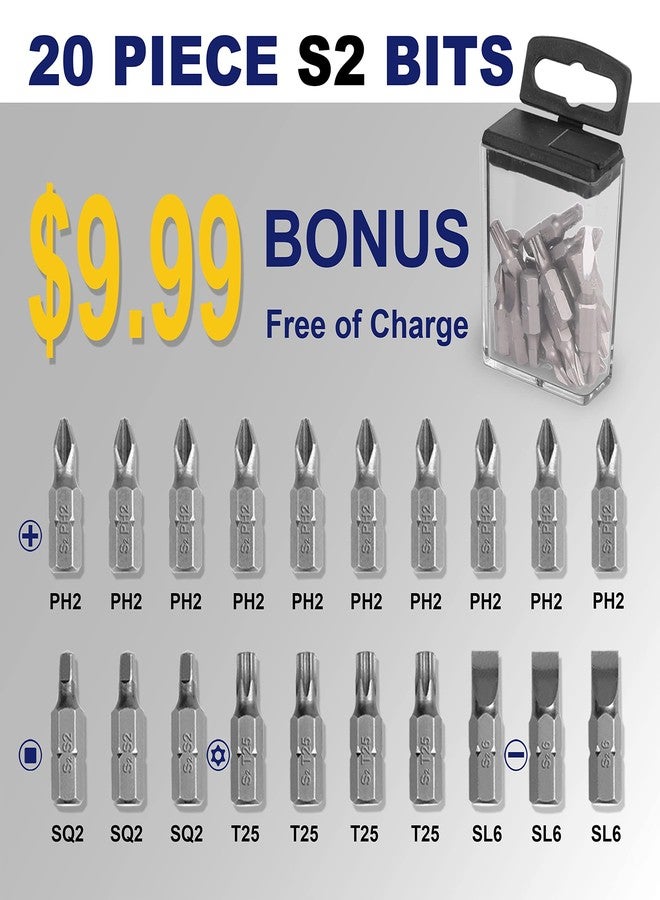 HURRICANE 276 Piece Titanium Twist Drill Bit Set with Bonus S2 Bits, 135° Tip High Speed Steel, Size 1/16" to 1/2", 20 Piece S2 Bits, Clear Lid Organization - Image 5