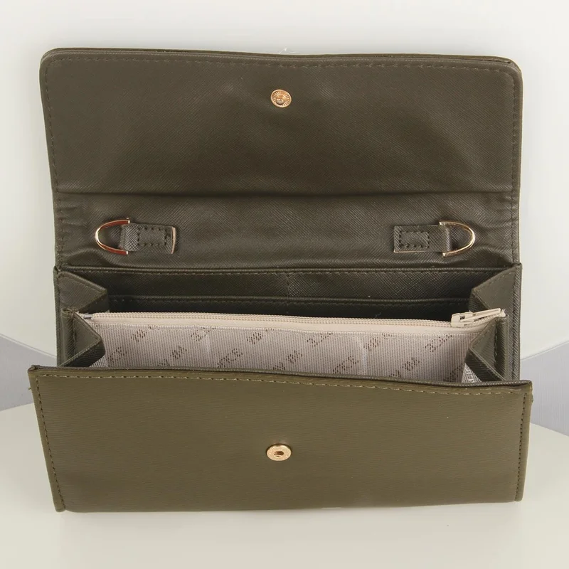 ماي فاليس Women's Leather Crossbody Mini Bag Wallet and Card Holder Compartment Phone Bag 1622 Khaki