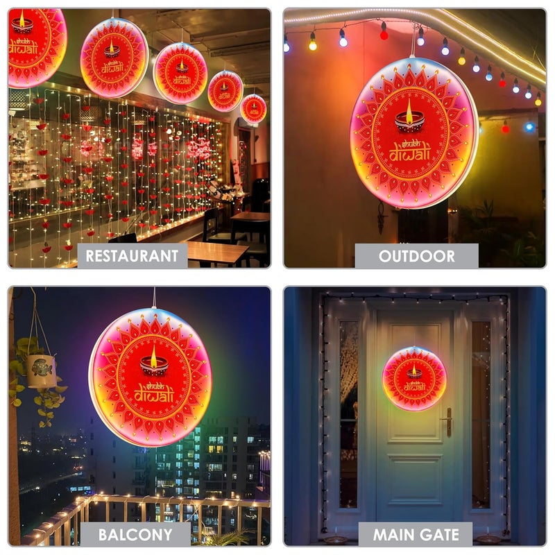 Gesto لوحة LED للاحتفال بشوب ديwali - عرض مزدوج الجوانب متعدد الألوان | أضواء المهرجان للمنزل، مدخل الباب، الشرفة، المكاتب، المعارض، الماندير، بوجا باندا ومواد تزيين ديwali - Image 5