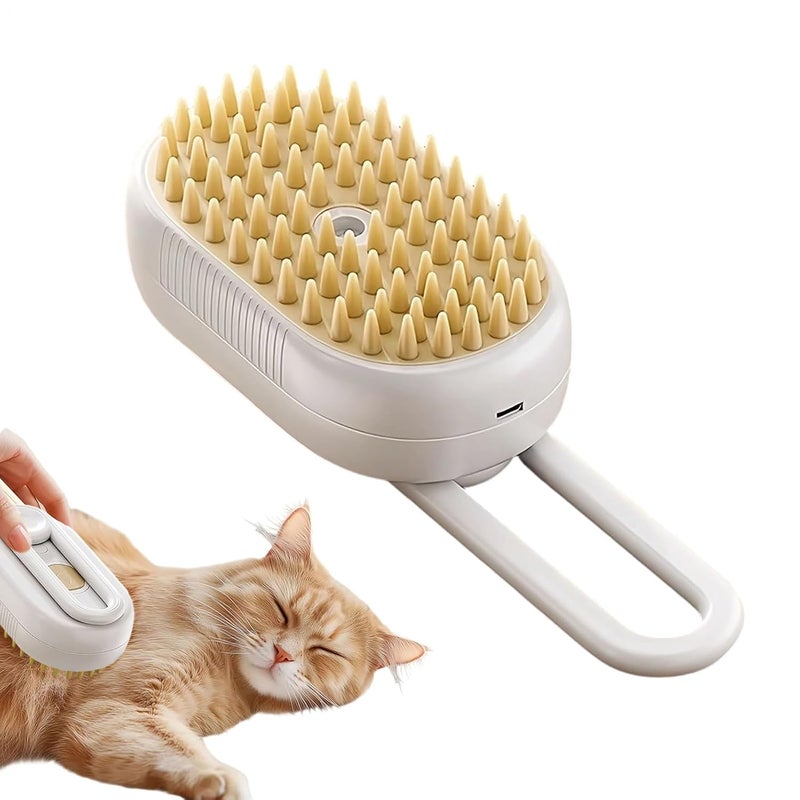 Off White Rechargeable Pet Grooming Brush With Massage For Cats And Dogs - Image 1