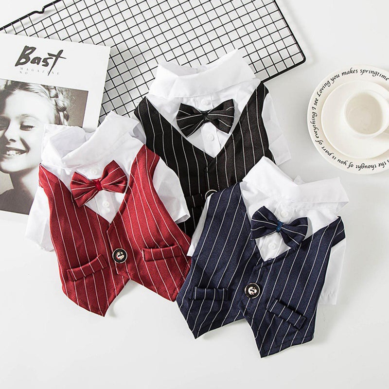 Dress Shirt Wedding Party Suit Fashion Spring Coat Adorable Clothes for Dog Pet Cat (Black Size XS) - Image 5