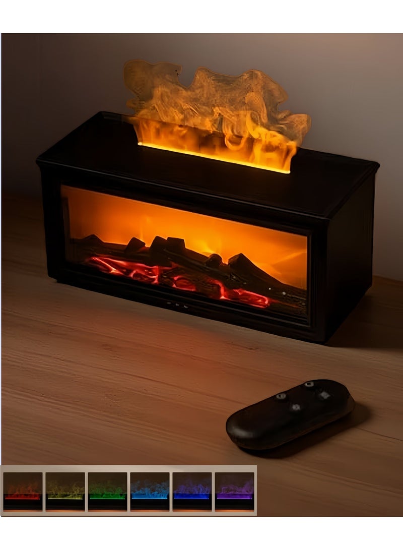 Fireplace Humidifier Aroma Diffuser, Water Mist Noiseless Humidifier, Electronic Aroma Diffuser, Essential Oil Diffuser with LED Light and Remote Control, Cool Mist Aromatherapy Diffuser, Perfect For Bedroom Living Room Home Office - Image 1