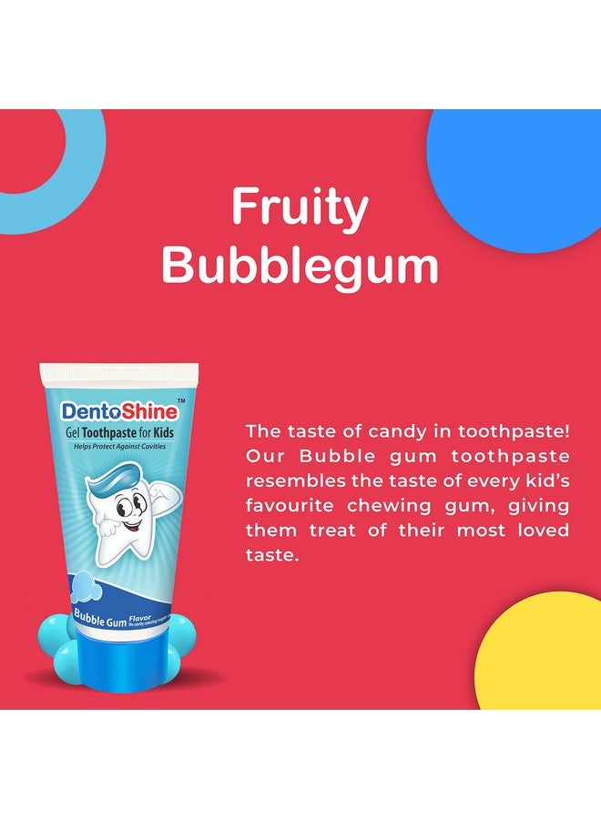 DentoShine Gel Cavity Protection Toothpaste For Kids|Pack Of 3 Flavors (Strawberry, Mango & Bubblegum, 80G Each) - Image 3