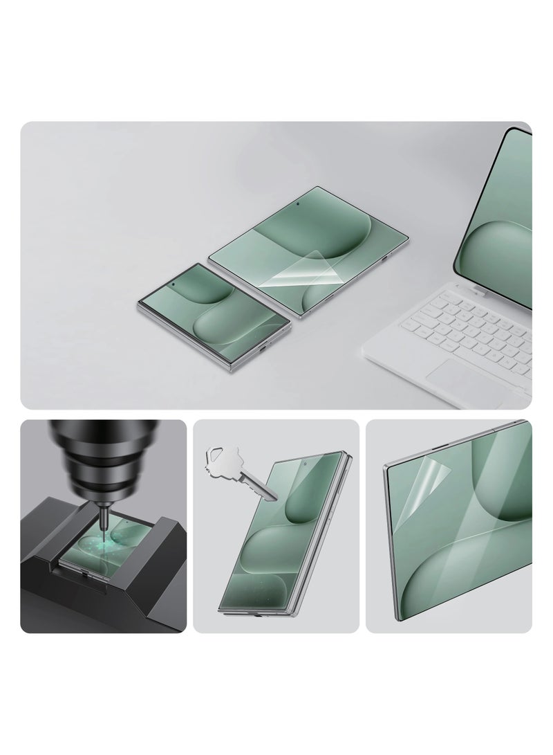 جرين ليون مجموعة حماية لهاتف Samsung Galaxy Z Fold8 تتضمن واقي شاشة يجمع بين الزجاج المقسى (بصلابة 9H) وطبقة EPU المرنة، مع ميزة حماية الخصوصية (منع التلصص) وتغطية كاملة للشاشة المخصصة للهواتف القابلة للطي. - Image 2