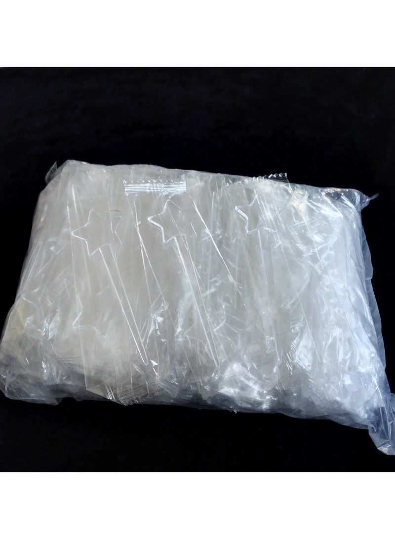 200-pcs Star-shaped Fruit Forks, Dessert Forks, Date Forks (Transparent)