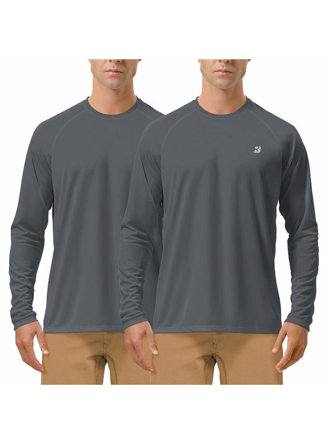 Roadbox Men's 2 Pack UV Sun Protection SPF UPF 50+ Long Sleeve Quick Dry Fishing Shirts Outdoor Rash Guard for Running Hiking Swimming - Image 1