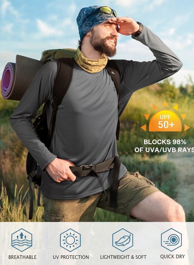 Roadbox Men's 2 Pack UV Sun Protection SPF UPF 50+ Long Sleeve Quick Dry Fishing Shirts Outdoor Rash Guard for Running Hiking Swimming - Image 3