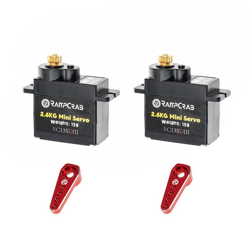 RampCrab Steering Servo with Servo Horn for AX24 SCX24 RC Car Upgrade Parts for Axial SCX24 AX24 Red Horn 2 Sets - Image 3