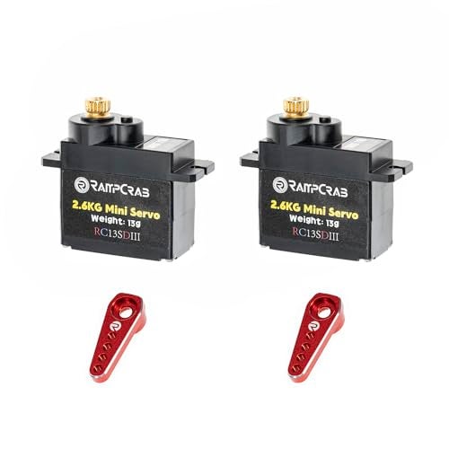 RampCrab Steering Servo with Servo Horn for AX24 SCX24 RC Car Upgrade Parts for Axial SCX24 AX24 Red Horn 2 Sets - Image 1