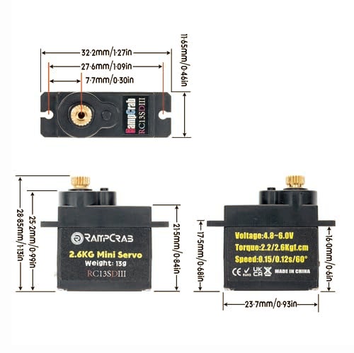 RampCrab Steering Servo with Servo Horn for AX24 SCX24 RC Car Upgrade Parts for Axial SCX24 AX24 Red Horn 2 Sets - Image 5