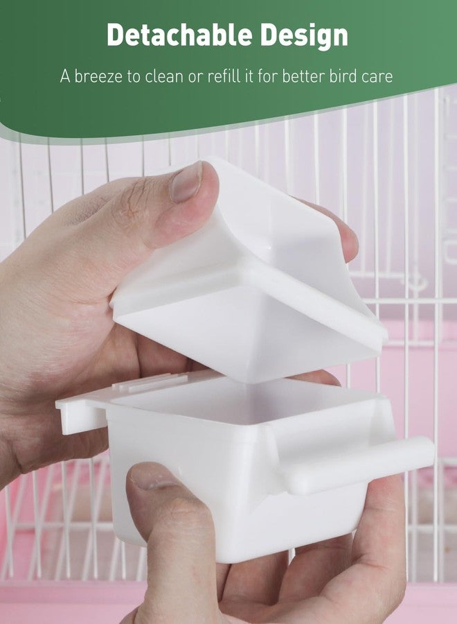 باوفلي وعاءان لتغذية الطيور من باوفلاي، موزع مياه بلاستيكي معلق بخطافات، وعاء طعام للببغاوات الصغيرة مثل الكوكاتيل والكناري. - Image 5