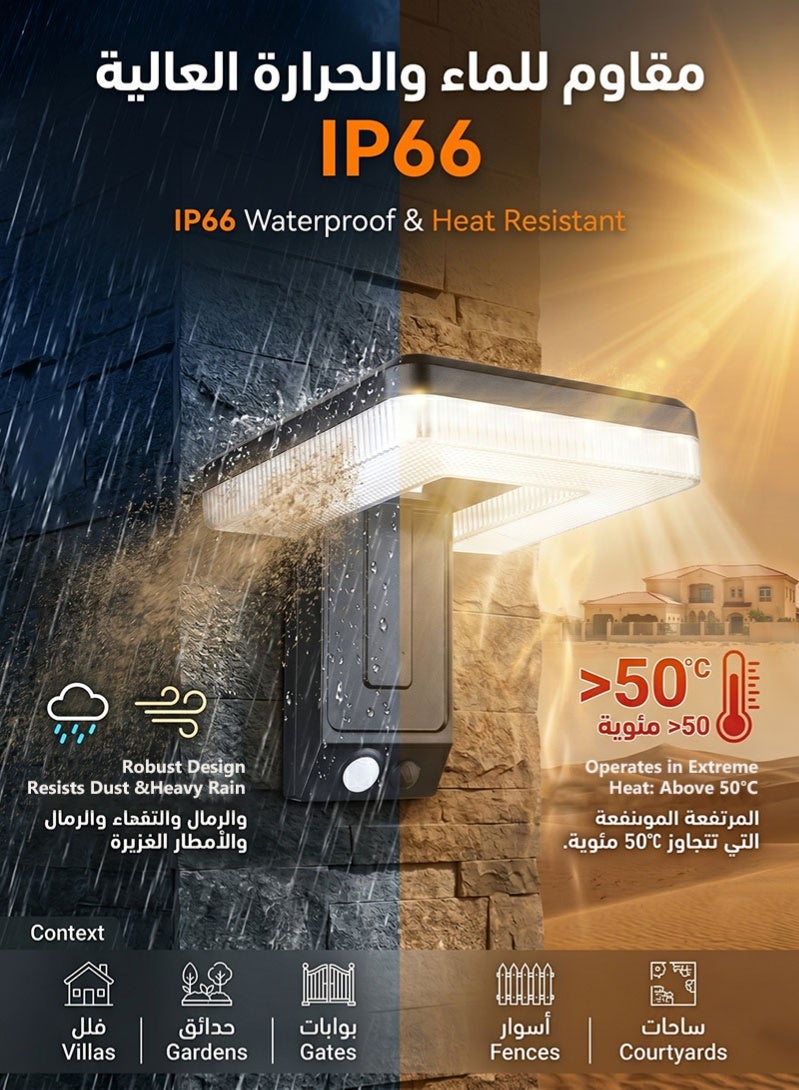 ZAFRA Solar Motion Sensor Wall Light Outdoor, Foldable 2-in-1 Solar Powered LED Security Light, PIR Motion Sensor 120° 5-10m, IP66 Waterproof, Auto On/Off Dusk-to-Dawn, 24-36H Runtime for Garden Fence Gate Porch Stair Garage Villa - Image 5