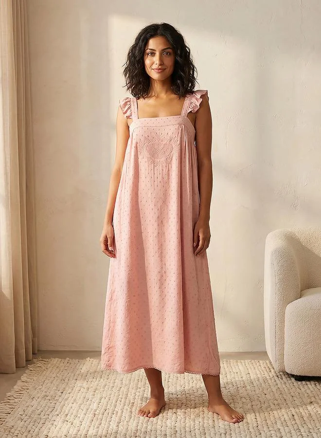 سبلاش فيڤ Night Gown Sleeveless Embroidered Viscose