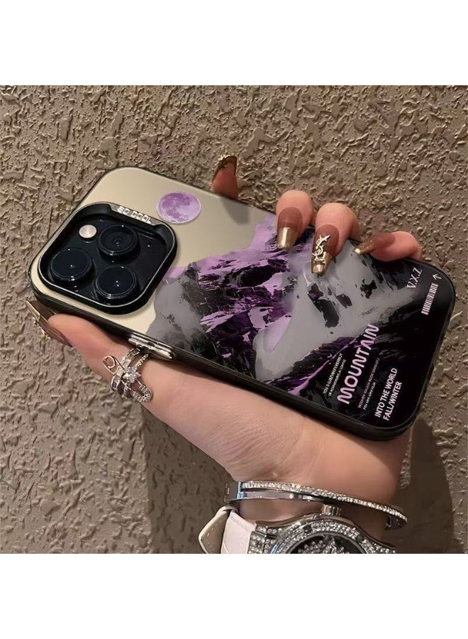 حافظة ماونتن آند مون آيفون 16 برو - تصميم منظر طبيعي ليلي بسيط ، مقاوم للصدمات ، مضاد للخدش ، غطاء خلفي TPU مضاد لبصمات الأصابع - Image 1