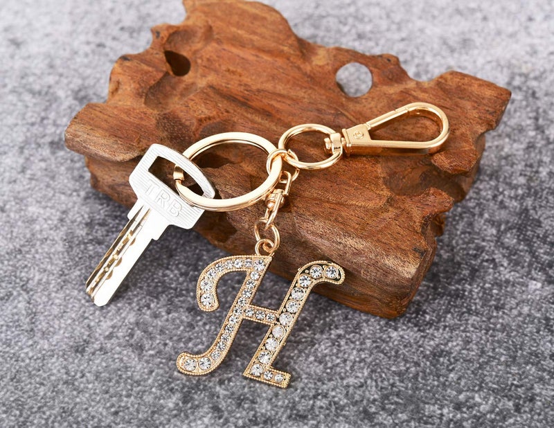 AlphaAcc Keychain for Women Purse Charms for Handbags Crystal Alphabet Initial Letter Pendant with Key Ring,Letter H - Image 3