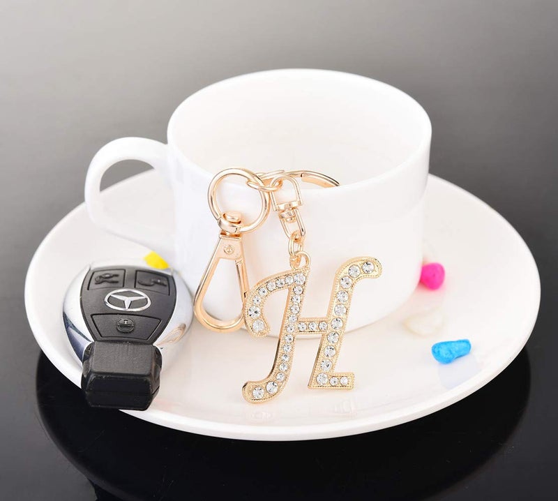 AlphaAcc Keychain for Women Purse Charms for Handbags Crystal Alphabet Initial Letter Pendant with Key Ring,Letter H - Image 4