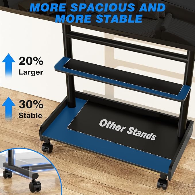 Rfiver Heavy Duty TV Stand with Wheels for Most 40-86 Inch TVs up to 150lbs, Height Adjustable Mobile TV Stand with Shelf, Floor TV Stand for Living Room, TV Cart Max VESA 600x400mm, Black | MT7001 - Image 5