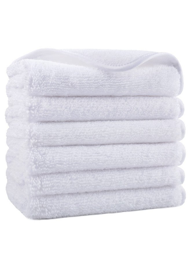 POLYTE Premium Lint Free Microfiber Washcloth Face Towel, 13 x 13 in, Set of 6 (White) - Image 1