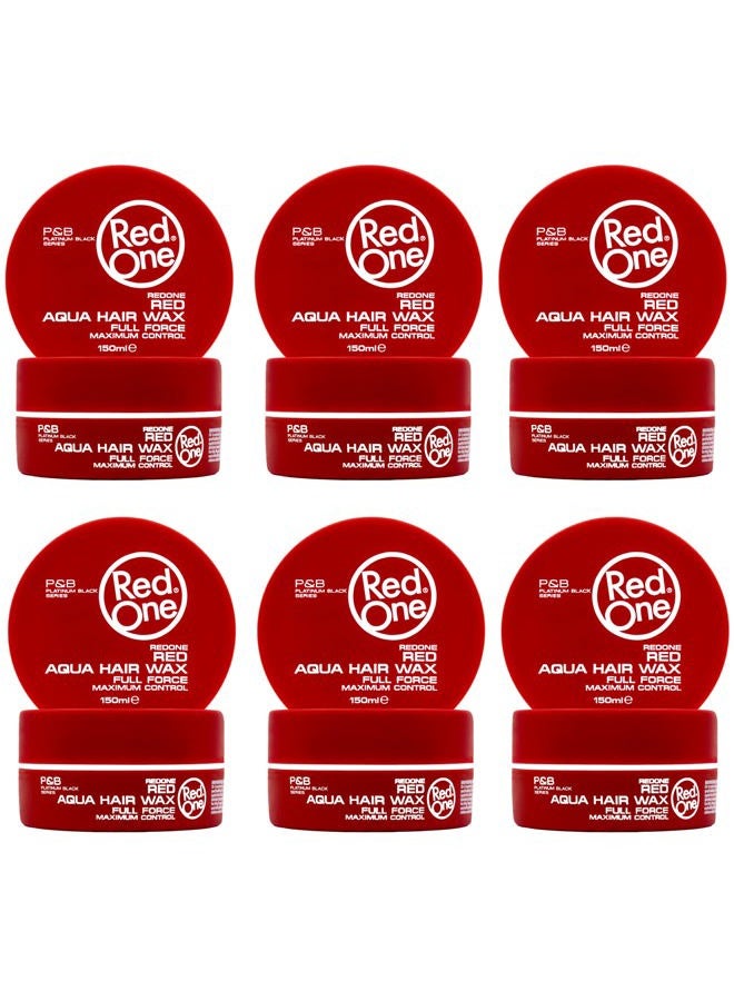 Red One RedOne Aqua Hair Wax Maximum Hold Full Force Hair Gel, 150ml (6 pack) RED  - Image 1