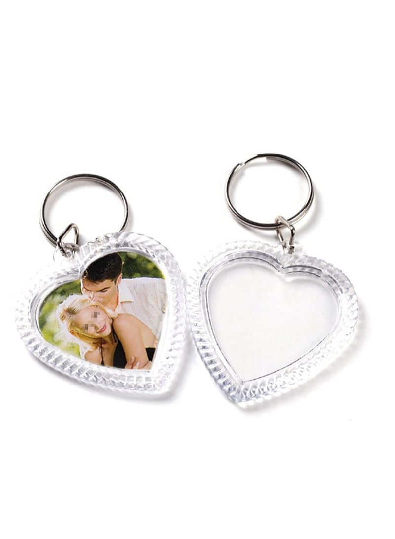 Excefore Transparent Acrylic Photo Frame, Keyring Heart-shaped Blank DIY,  Picture Insert Frame, Keychains Key Rings for Unisex Friends Family Couple Craft Artwork(25 PCS ) - Image 3