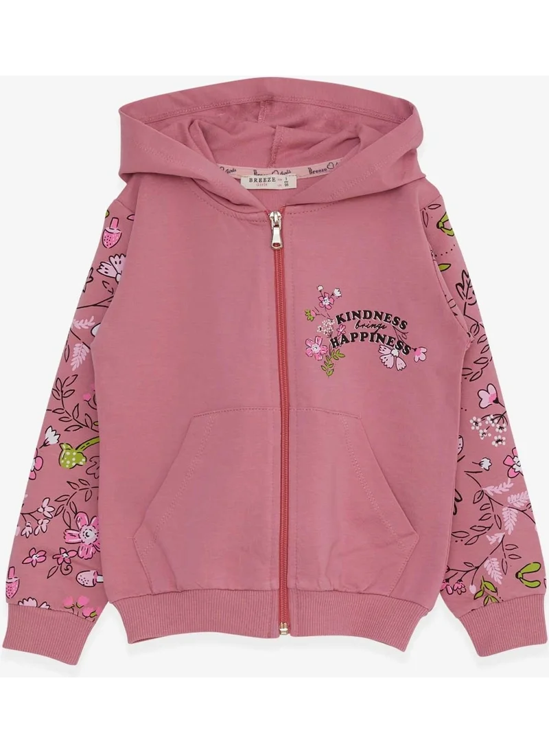 Breeze Girl Cardigan Flower Printed 1-4 Years, Dusty Rose