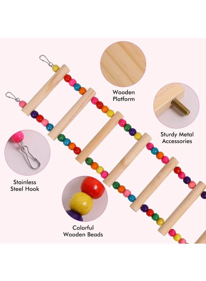 PETSARY Screw On Colorful Bird Ladder | with Step on Perch platform and Clips on Ladder Base | for Stability Accessories for Birds Cockatiels Lovebirds Budgies Parrots - Image 3